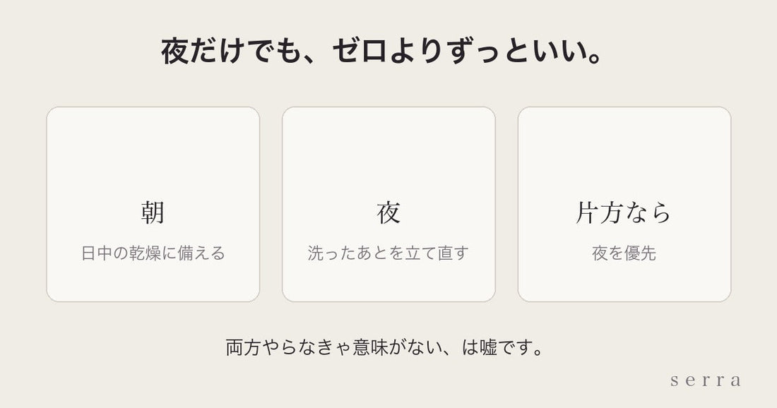 夜だけのスキンケアでもいいか｜朝と夜の違い