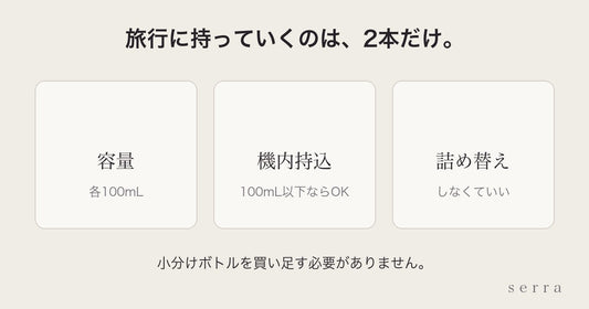 旅行・出張のスキンケア｜持っていくのは2本だけ